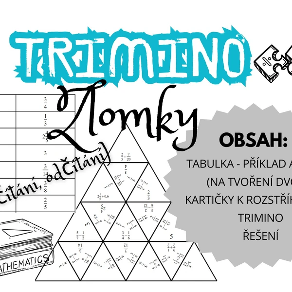 Trimino - Zlomky (sčítání, odčítání)