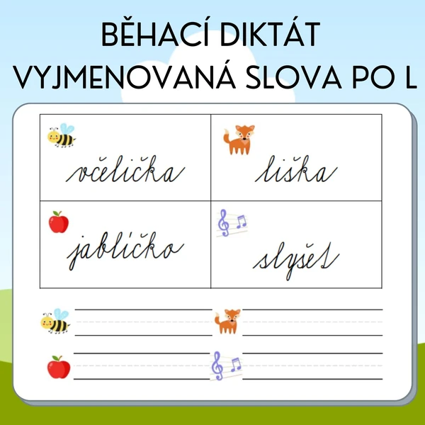 Běhací diktát - vyjmenovaná slova po L