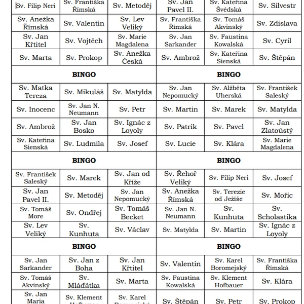 BINGO SVATÍ 