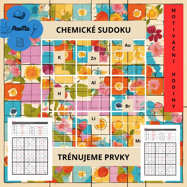 Trénujeme CHEMICKÉ SUDOKU Názvy prvků - Hravé učení