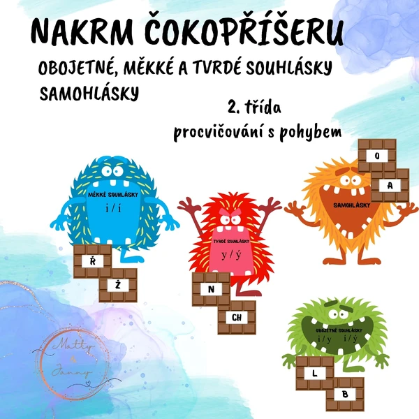 Nakrm čokopříšeru - samohlásky a měkké, tvrdé, obojetné souhlásky 