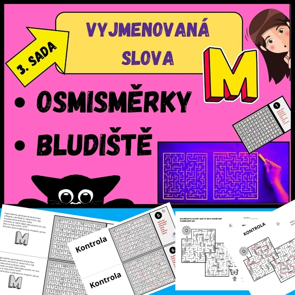 VYJMENOVANÁ SLOVA PO - M - osmisměrky, bludiště.