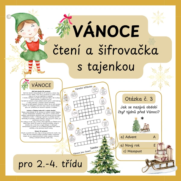 Vánoce - čtení a šifrovačka s tajenkou