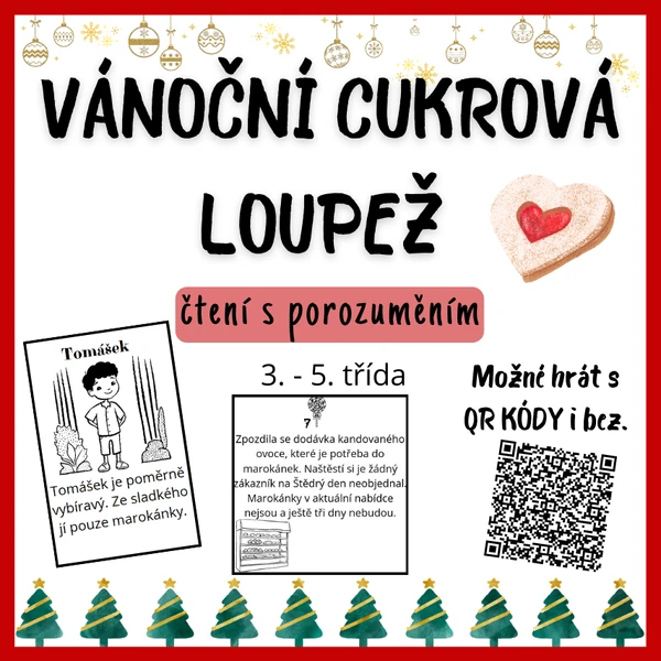 Detektivní hra - VÁNOČNÍ CUKROVÁ LOUPEŽ s QR kódy