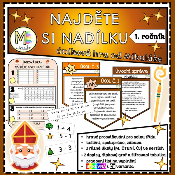 NAJDĚTE SI NADÍLKU- ÚNIKOVÁ HRA OD MIKULÁŠE- 1. TŘÍDA