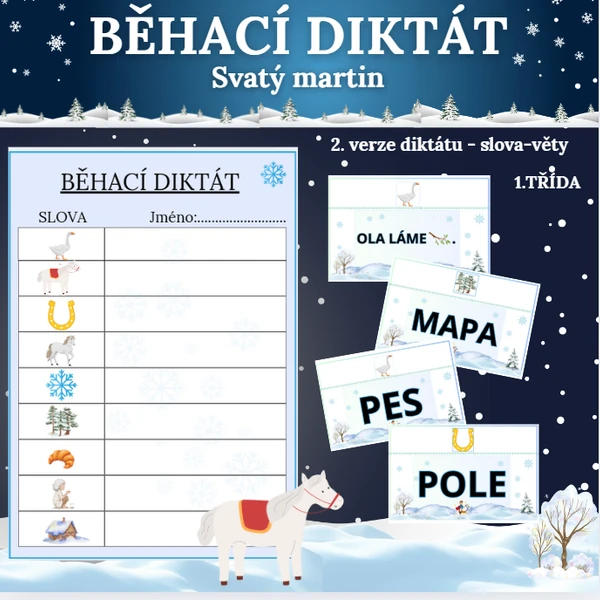 BĚHACÍ DIKTÁT - SVATÝ MARTIN - 1. TŘÍDA - slova - věty