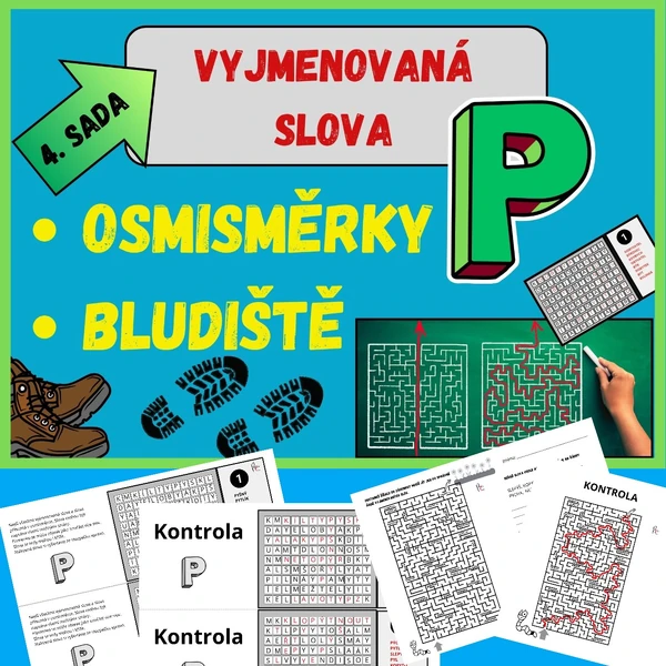 VYJMENOVANÁ SLOVA PO - P - osmisměrky, bludiště.