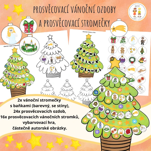 Prosvěcovací vánoční ozdoby a prosvěcovací stromečky