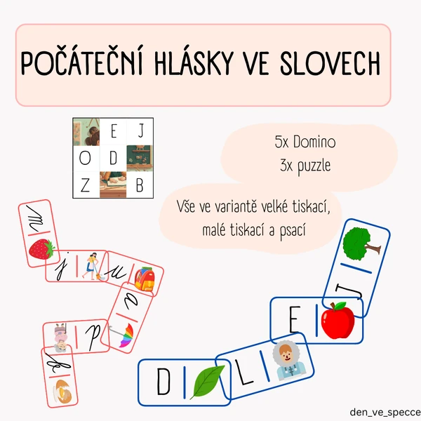Počáteční hlásky - domino, puzzle