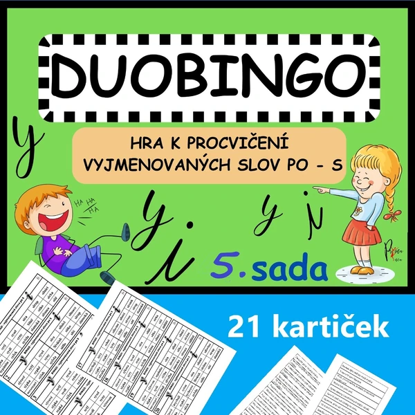 VYJMENOVANÁ SLOVA PO S - DUOBINGO - HRA K PROCVIČENÍ - 5. SADA