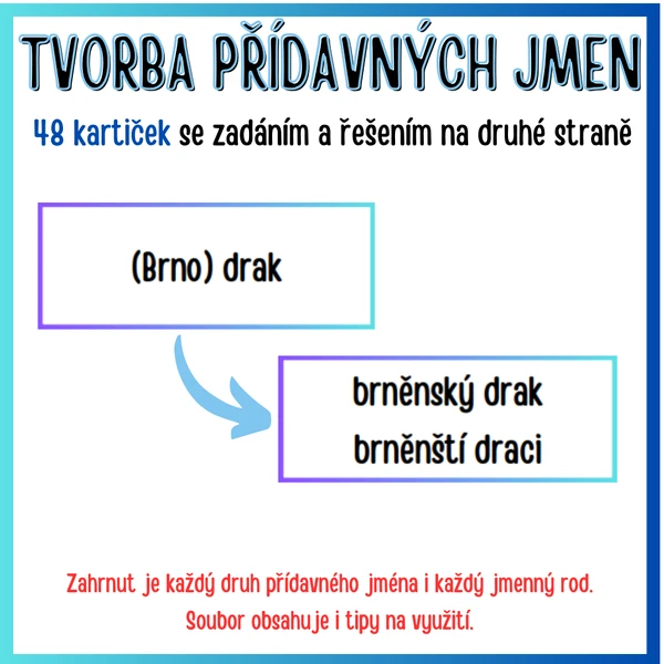 Tvoření přídavných jmen v obou číslech