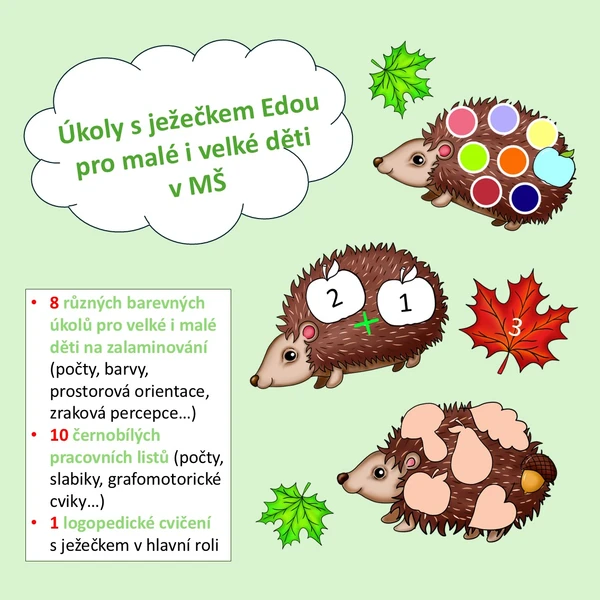 Úkoly s ježečkem Edou pro malé i velké děti v MŠ