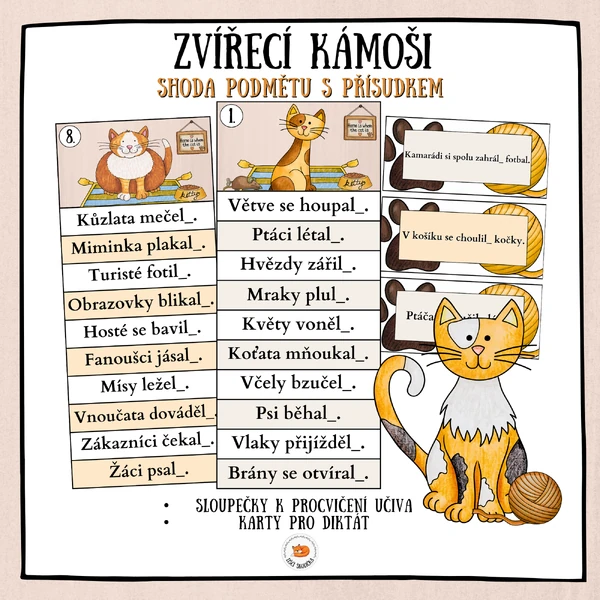 Shoda podmětu s přísudkem - Zvířecí kámoši