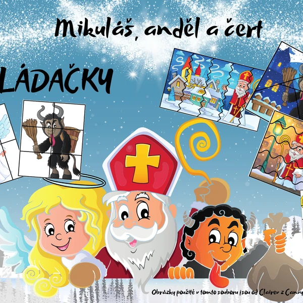 Mikuláš, anděl a čert - skládačky