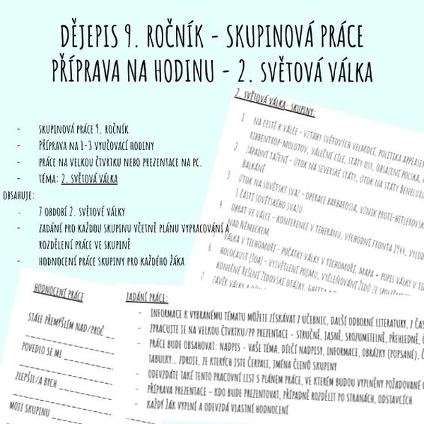 2. světová válka - skupinová práce
