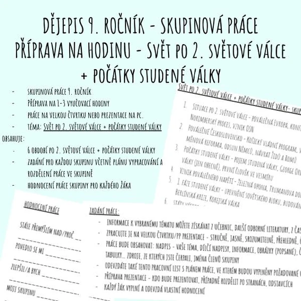 Svět po 2. světové válce + počátky studené války - skupinová práce