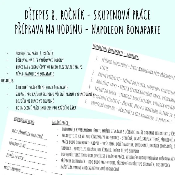 Napoleon Bonaparte - skupinová práce