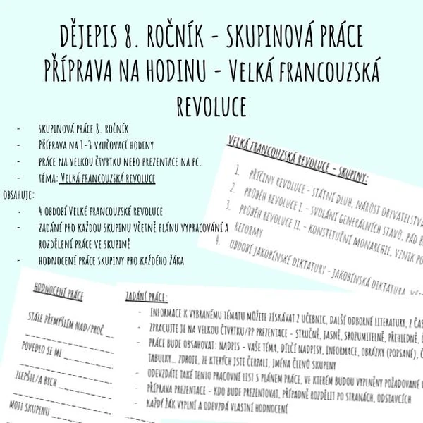 Velká francouzská revoluce - skupinová práce