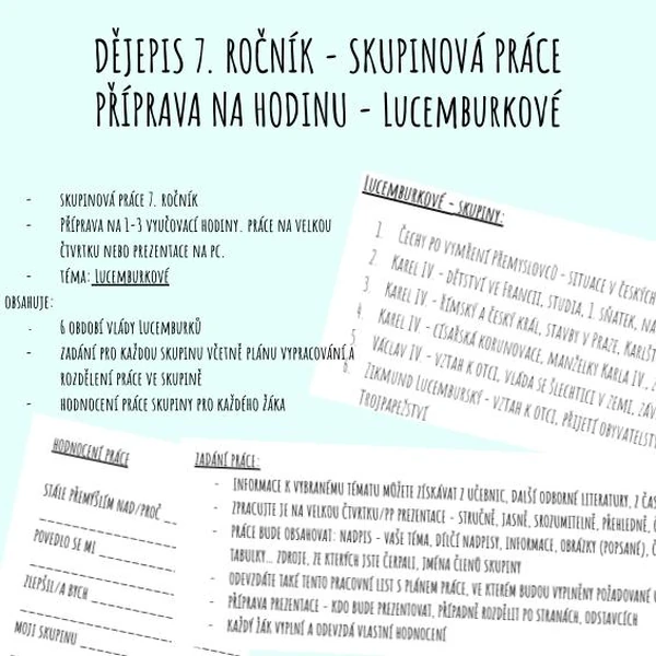 Lucemburkové - skupinová práce