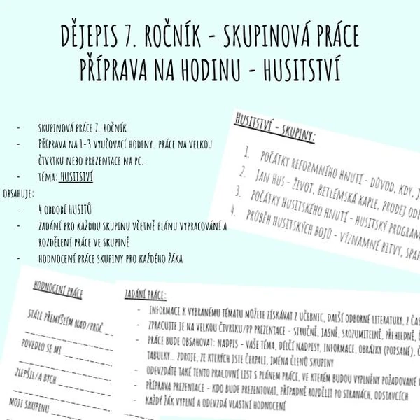 Husitství - skupinová práce