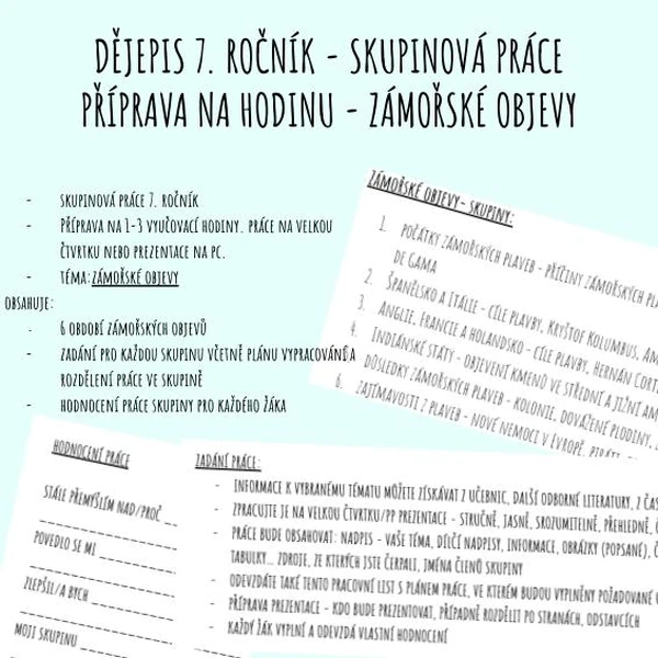Zámořské objevy - skupinová práce