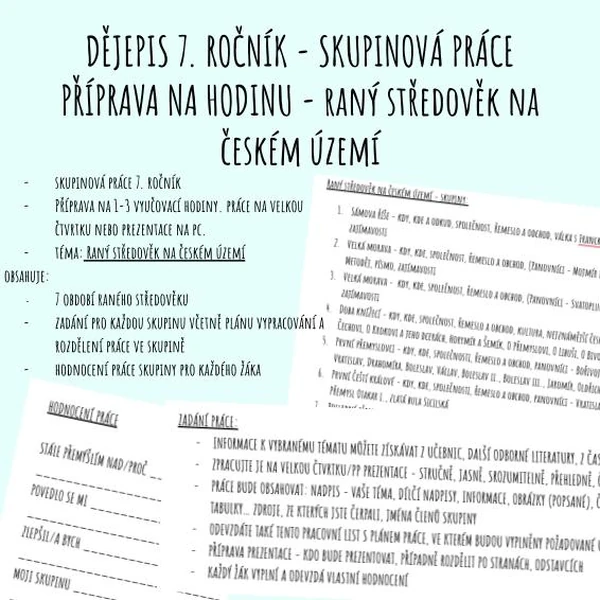Skupinová práce - české země v raném středověku