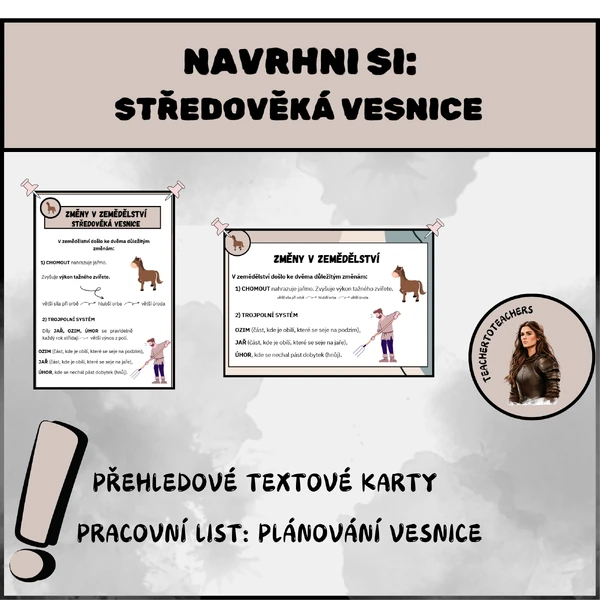 STŘEDOVĚKÁ VESNICE - přehledové karty, pracovní list - NAVRHNI SI VESNICI