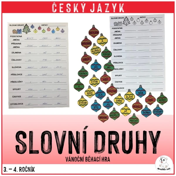 Slovní druhy (vánoční běhací hra)