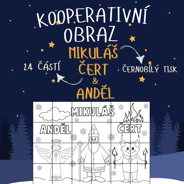 Kooperativní obraz - Mikuláš, čert a anděl