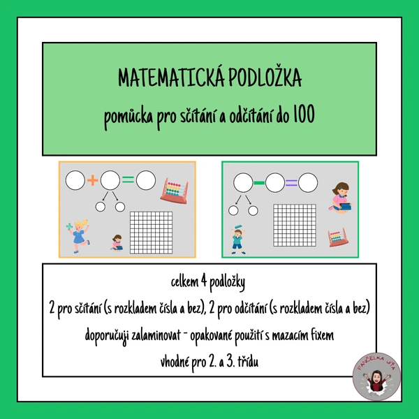 Matematická podložka - pomůcka pro sčítání a odčítání do 100