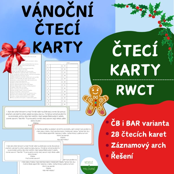 Vánoční čtecí karty, čtení s porozuměním