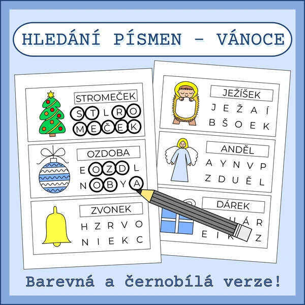 HLEDÁNÍ PÍSMEN - VÁNOCE