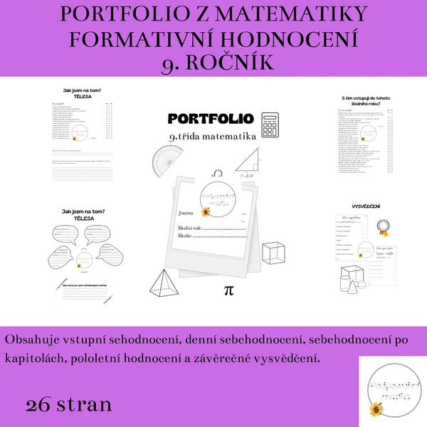 Portfolio z matematiky, formativní hodnocení - 9. ročník