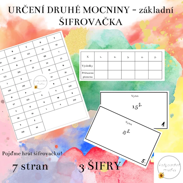 Určení druhé mocniny - základní - šifrovačka