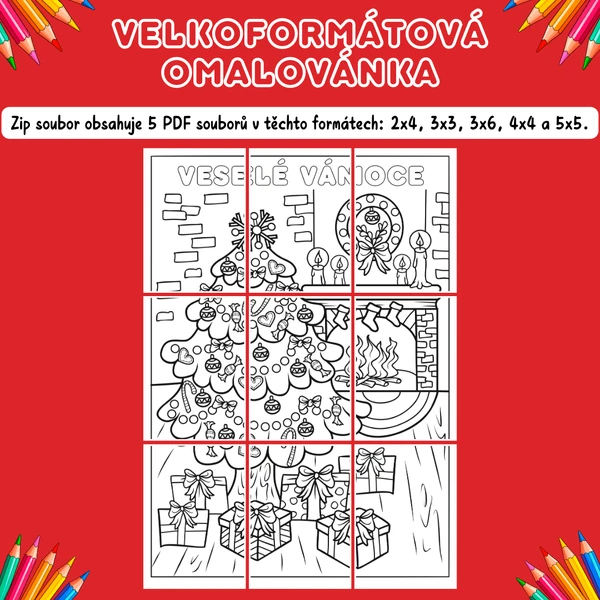 Velkoformátová omalovánka - Vánoční stromeček