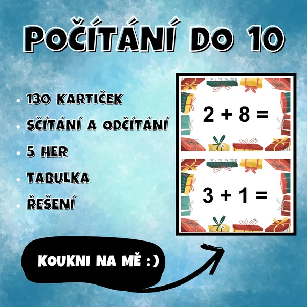 POČÍTÁNÍ do 10 - vánoční sčítání a odčítání