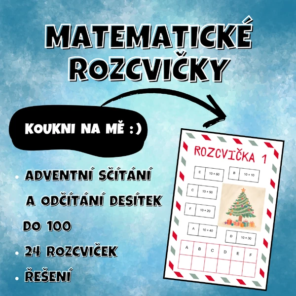 ROZCVIČKY - adventní sčítání a odčítání DESÍTEK do 100