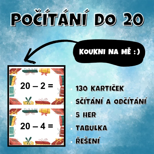 POČÍTÁNÍ do 20 - vánoční sčítání a odčítání