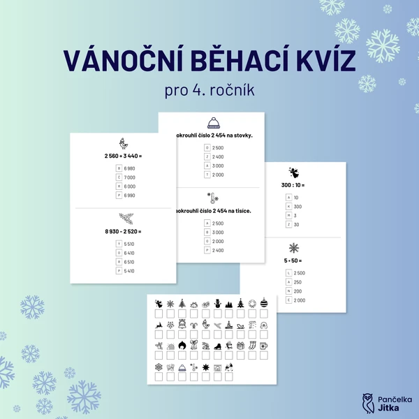 Vánoční matematický běhací kvíz pro čtvrťáky