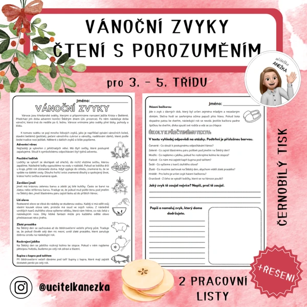 VÁNOČNÍ ZVYKY - ČTENÍ S POROZUMĚNÍM