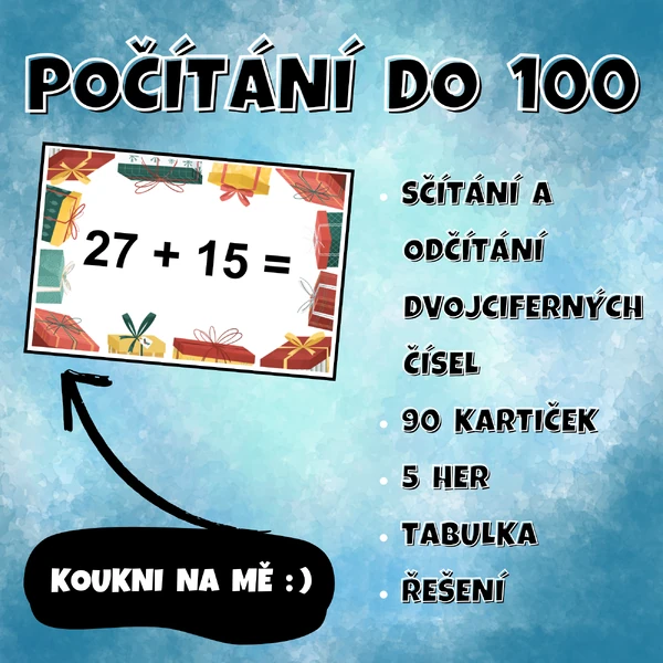 POČÍTÁNÍ do 100 - vánoční sčítání a odčítání DVOJCIFERNÝCH ČÍSEL