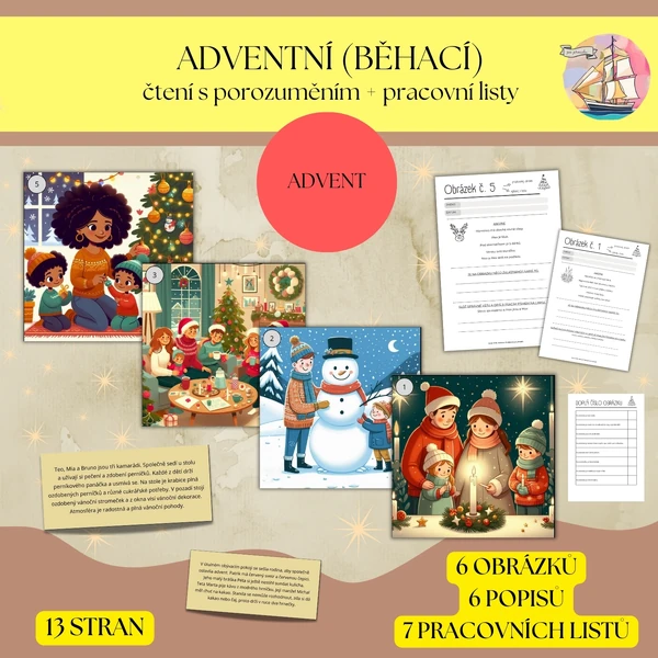 Adventní (běhací) čtení s porozuměním + pracovní listy