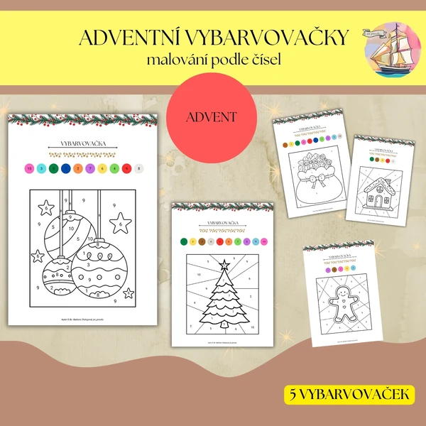 Vybarvovačky - malování podle čísel (advent)