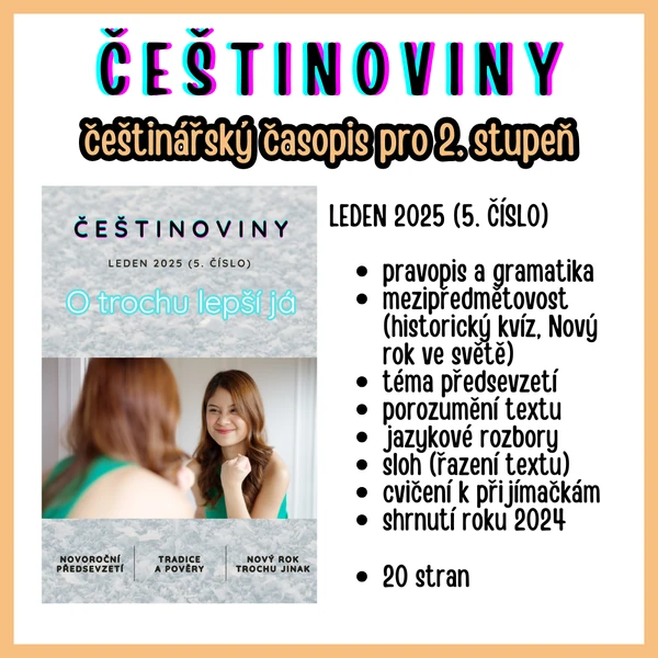 ČEŠTINOVINY 5 (leden 2025) češtinářský e-časopis