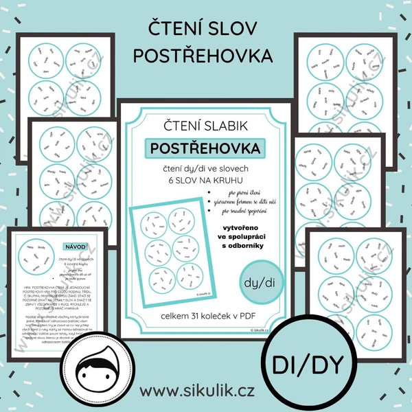 ČTENÍ SLOV POSTŘEHOVKA - PROCVIČENÍ ČTENÍ DI/DY VE SLOVECH