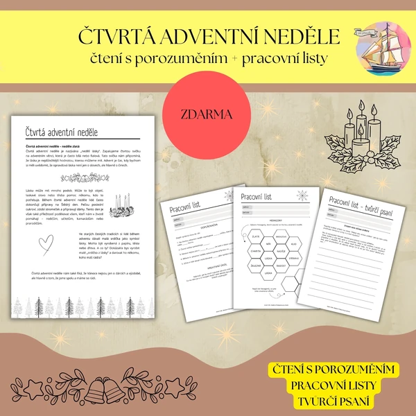 Čtvrtá adventní neděle - čtení s porozuměním (+ tvůrčí psaní)