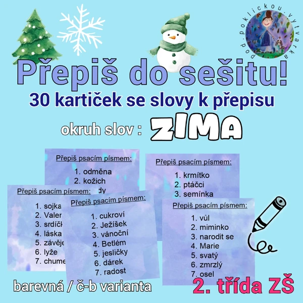 Přepiš do sešitu! 30 kartiček k přepisu slov