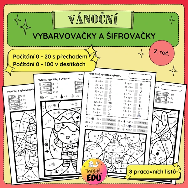 Vánoční matematické vybarvovačky