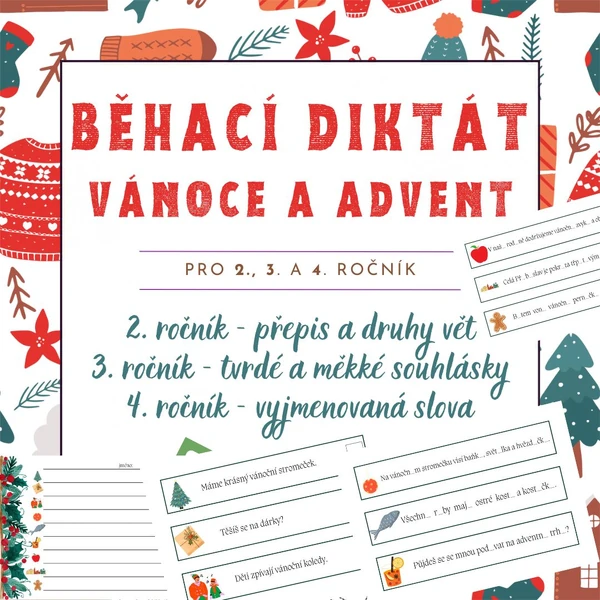 Běhací diktát 2., 3., 4. ročník - ADVENT a VÁNOCE