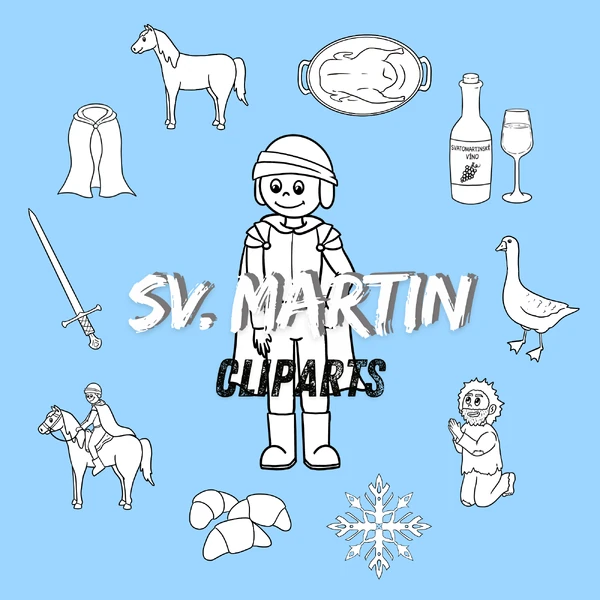 Sv. Martin - kliparty černobílé